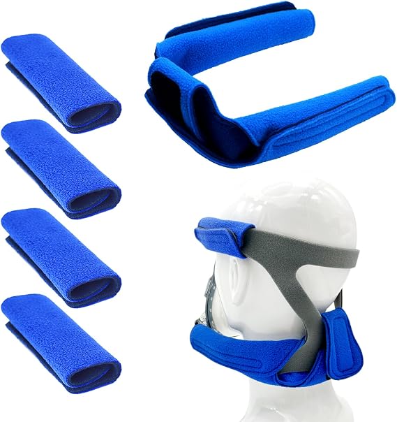 NATAKU 4 Pack C Pap Mask Straps Covers + 1 Neck Strap Pads, Comfort Headgear Strap Covers for Full Face Masks Accessories & Supplies,Soft Fleece Strap Cushions to Reduce Headgear Pressure&Red Marks