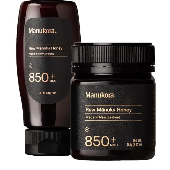 Manukora Raw Manuka Honey, MGO 850+ from New Zealand, 12.7 oz Squeezy & 8.82 oz Jar