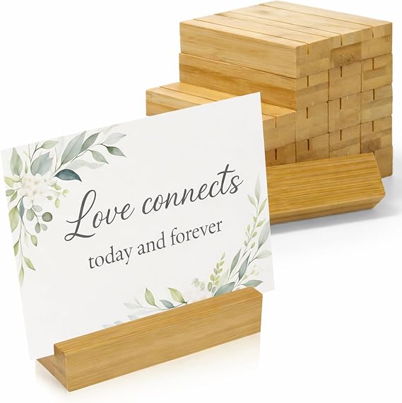 ECENCE 20pcs Wood Place Card Holders, Table Number Stands, Wooden Card Holder, Name Card Holder, Menu Card Holder for Weddings Birthday Party Home Decoration