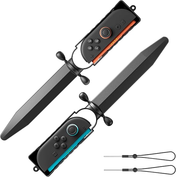 RHOTALL Switch 2 Sword Accessory, for Zelda Sword Accessories Compatible with Nintendo Switch 2, The Legend of Zelda: Skyward Sword HD Game Accessory, Adjustable wrist strap (2 Pack Black)