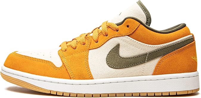 Jordan Men's Air Jordan 1 Low SE DH6931 102 Orange/Olive - Size 13, White/Medium Olive-Light Curry, 13, white/medium olive-light curry, 31.0 cm