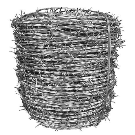 Galvanized Barb Wire, 4 Point Barb Craft Wire Reusable Barbed Wire Roller Galvanised Wire Mesh Agriculture Barded Wire Fencing Roll for Animal Fence, Theft and Intruder (1.8mm)