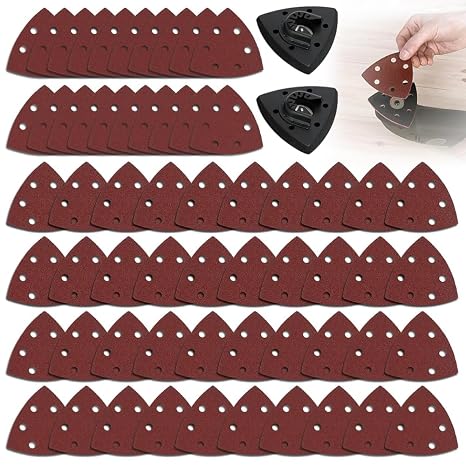 Multi Tool Triangle Sanding Pads, 60PCS Function Triangular Sanding Pad Kit