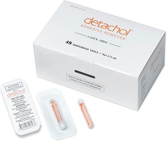 Medical Adhesive Remover for Skin, Bandages & Ostomy Glue I Fast Acting I Residue Free I No Sting I Sensitive Safe I Gentle Removal I Easy Application I 48 Non-Irritating 2/3cc Vials Per Box
