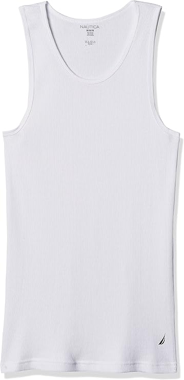 Nautica Men's 4 Pack Ribbed Cotton Tank Undershirts