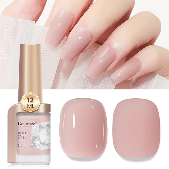 Quick Dry Nail Polish Air Fast Drying, Sheer Nude Regular Color Nail Polish Holographic High Coverage Nail Lacquer Water Based Natural Nail Art Valentine's Day Gift No Required UV LED, 12ML