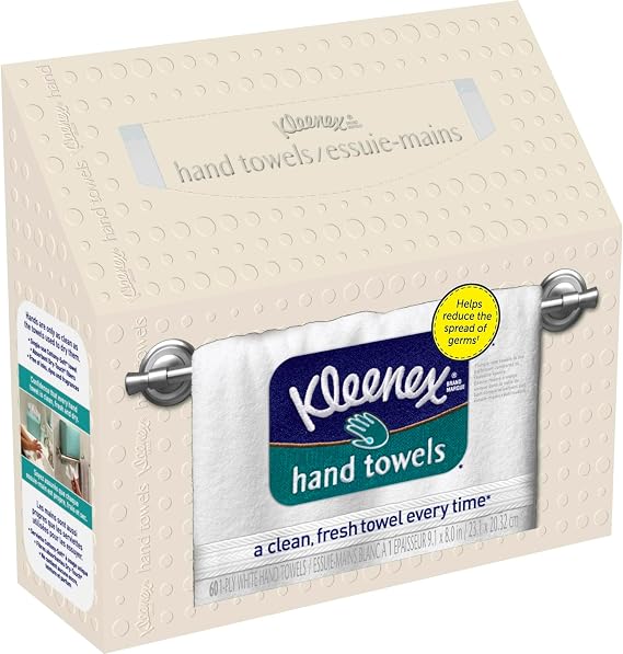 Kleenex Hand Towels, Single-Use Disposable Paper Towels, 1 Box, 60 Towels Total