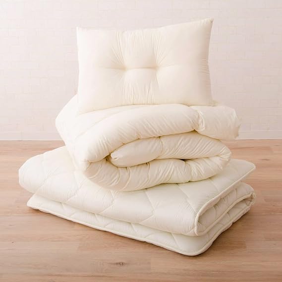 EMOOR Japanese Foldable Futon Mattress Set (Mattress Duvet and Pillow) 140 x 200 cm Made in Japan Tatami Matte Floor Mattress Cotton