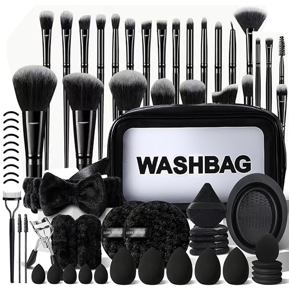 62Pcs Black Makeup Brushes Set Professional Makeup Kit Multi-functional Makeup Tool Set with Case Facial Makeup Accessories, Foundation Makeup Brush Kit Eye and Face Make up Brushes & Tools