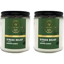 Bath &amp; Body Works Stress Relief Aromatherapy Scented Candles | Eucalyptus Spearmint Scent | | Soy Based Wax | dfrDhp | NaturalEssential Oils | 2 Pack | 7 Oz Each