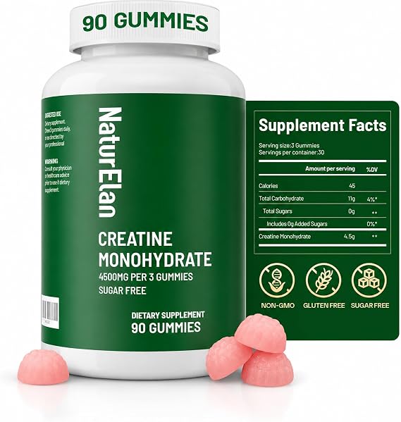 Creatine Monohydrate Gummies, Sugar Free, No Gelatin,3rd-Party Tested,Vegan