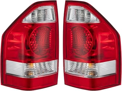 Tail light Assembly, for 2003-2006 Mitsubishi Montero Pajero Shogun Halogen Rear Brake Lamp Light, MN133763 MN133764 Direct Replacement Red Clear Lens Left Driver Side Taillight Left  Right