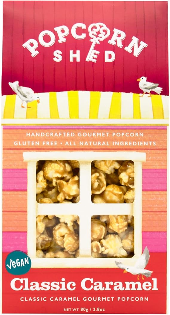 Popcorn Shed Classic Caramel Gourmet Popcorn (1 x 80g) - Vegan Classic Caramel Gourmet Popcorn, Easy & Low Calorie Snack, Perfect for Parties, Movie Nights & Gifting