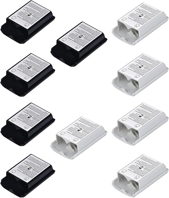 10 Pcs Battery Pack Cover for Xbox360 Wireless Controller, Replacement Battery Pack Cover Shell Case (5Black, 5White)