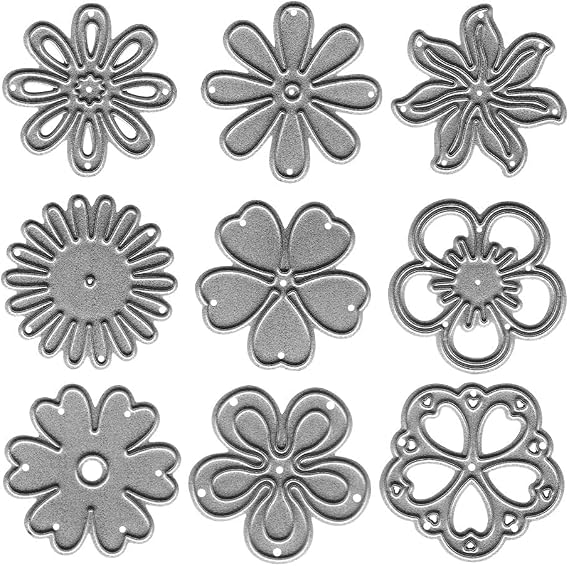 Spring Flowers Cutting Dies for Card Making, Floral Flowers Die Cuts Symmetry Pattern Floral Snowflake Dies Stencil Embossing Template for Crafting Scrapbooking DIY Photo Album