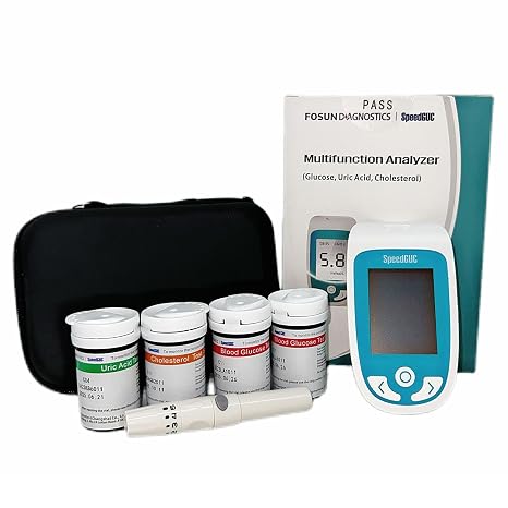 Home Wellness Test Kit, 3 In 1 Analyzer for Glucose, Uric Acid, Cholesterol Monitor with Test Strips, Accurate Detection, Suitable for Home, Clinic and Hospital Use