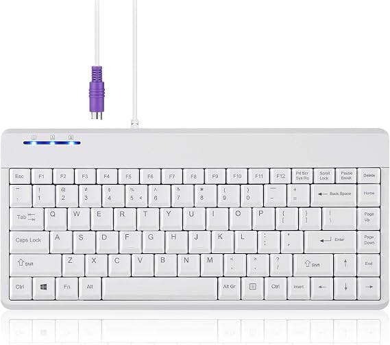 Perixx PERIBOARD-409PW Wired PS2 Mini Keyboard - 12.36x5.75x0.79 inches Dimension - White - US English Layout,PB-409PWUS-11829