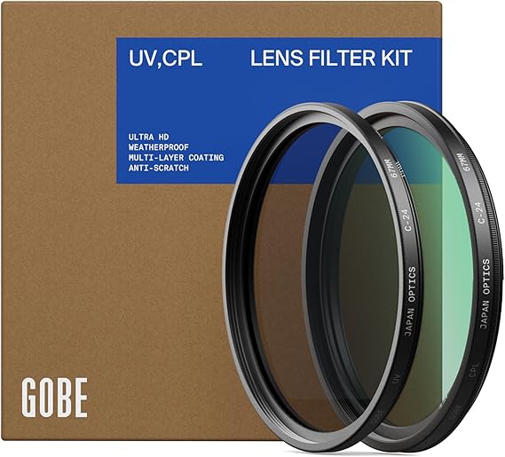 Gobe 82mm UV + Circular Polarizing (CPL) Lens Filter Kit