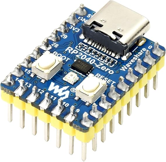 waveshare RP2040-Zero Mini Board with Pre-Soldered Header,Pico-Like MCU Board Based on Raspberry Pi MCU RP2040 Dual-Core Arm Cortex M0+ Processor Support C/C++, MicroPython