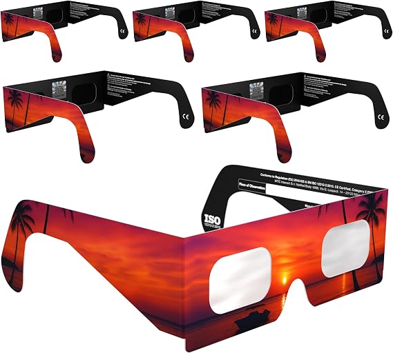 Solar Eclipse Glasses ISO 12312-2 & CE Certified – Safe Solar Viewing for Direct Sun & August 2026 Eclipse | Paper Cardboard Frame, Made in EU | For Kids & Adults