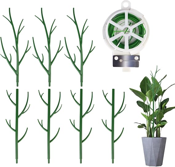 7 Pack Plant Support Stakes for Indoor Plants, Stackable Monstera Plant Support, Climbing Plant Support Plant Stakes with Twist Ties for Climbing Potted Plants Indoor Outdoor