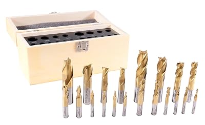 Accusize Industrial Tools 20 Pc H.S.S. Tin Coated End Mill Set, Metric Size, Cutting Diameter from 3 mm up to 20 mm, 2 Flute and 4 Flute, 1810-0104