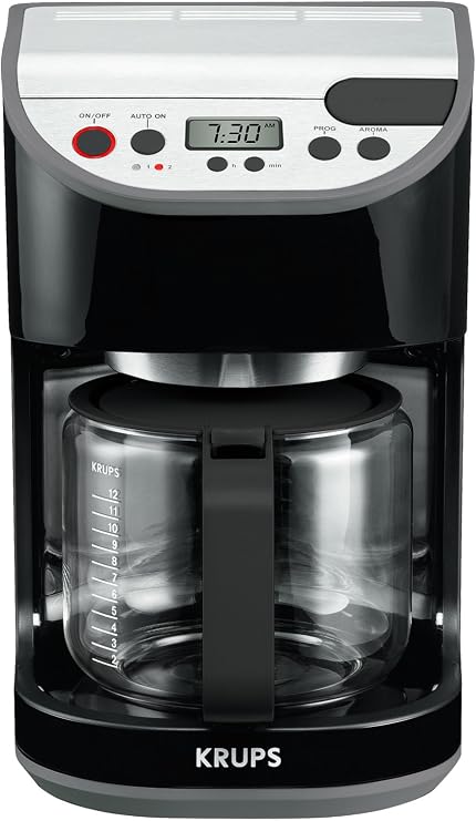 Krups KM611850 12-Cup Precision Coffee Maker with Glass Carafe, Black