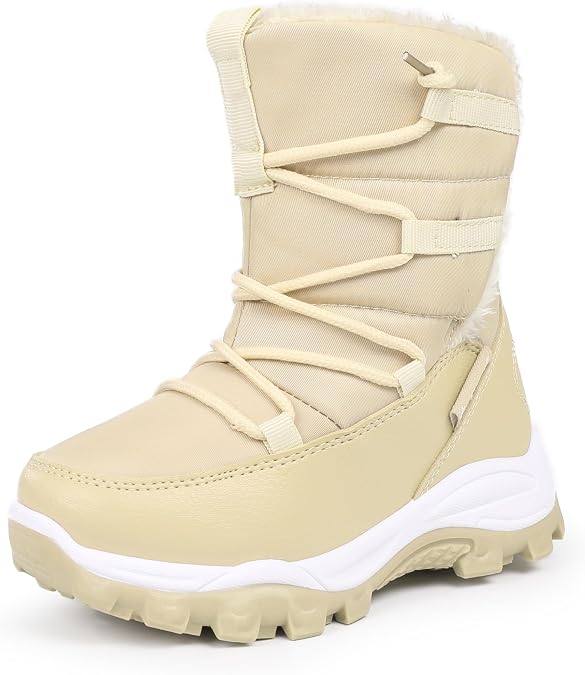 EQUICK Boys & Girls Winter Snow Boots Waterproof with Fur Lined Outdoor(Toddler/Little Kids)