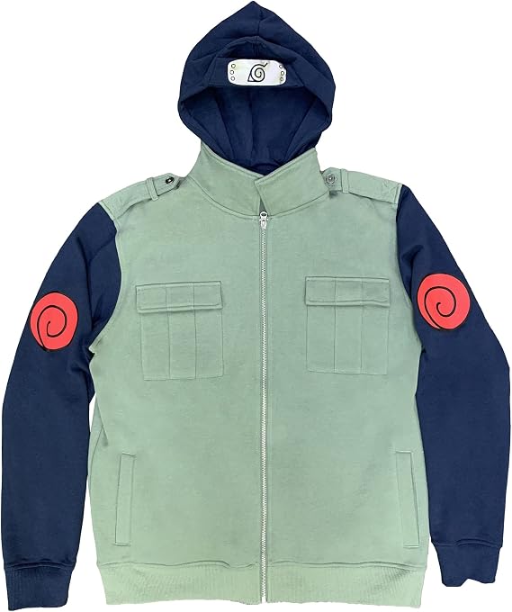 Ripple Junction Naruto Shippuden Kakashi Hatake Cosplay Military-Style Men's Hoodie With Headband