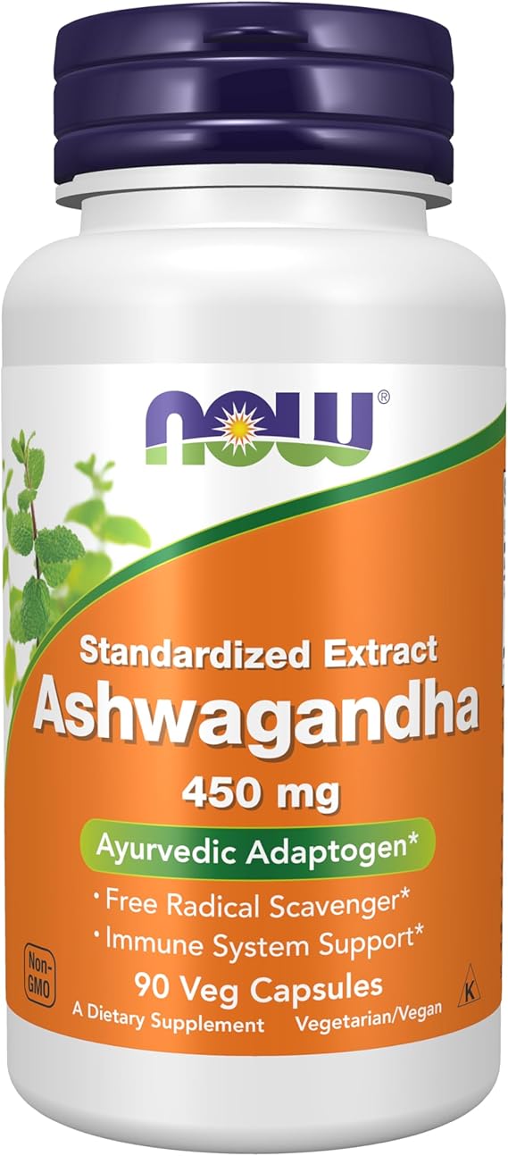 NOW Supplements, Ashwagandha (Withania somnifera) 450 mg (Standardized Extract), 90 Veg Capsules