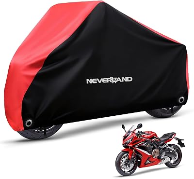 NEVERLAND Motorcycle Cover Waterproof Outdoor - Motorbike Scooter Covers Heavy Duty Medium with Lock-Holes, Bandage, Storage Bag Compatible with Harley Davidson Kawasaki Yamaha Honda Grom Up to 116