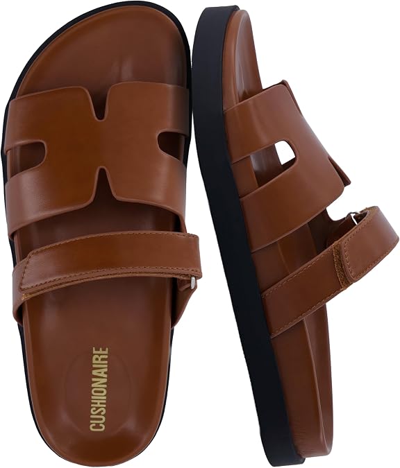 CUSHIONAIRE Estate Womens Sandals with Cut-Out Band & Adjustable Strap with Memory Foam, Summer Sandals for Women