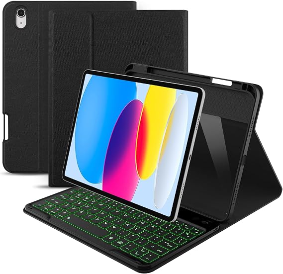 ABSONE for iPad A16 11th 10th Generation Case with Keyboard Black