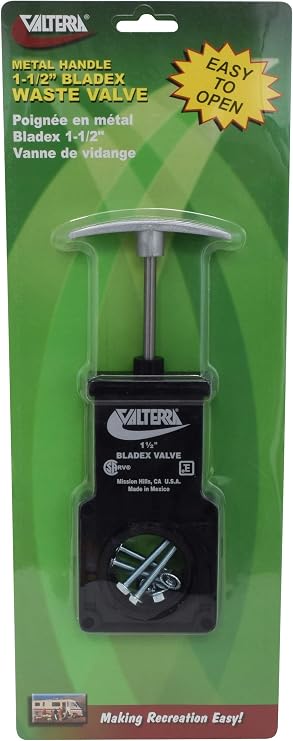 Valterra T1001VPM Bladex 1-1/2" Waste Valve Body with Metal Handle , Black