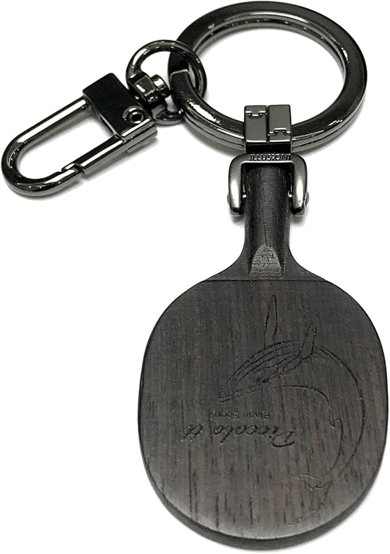 Ping Pong Keychain, 2.16 Inch Mini Table Tennis Racket Keyring, Ebony Wooden Keychain, Best Gift