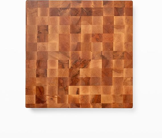 John Boos CCB Series Square Wooden Maple Cutting Board 18x18 2.25 Thick, 22-lb Reversible Butcher Block with End-Grain & Finger Grips Made in the USA