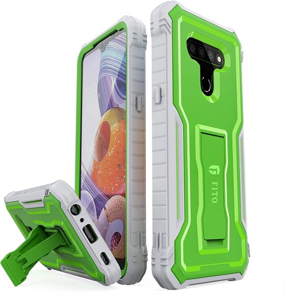 FITO for LG Stylo 6 Case, Dual Layer Shockproof Heavy Duty Case for LG Stylo 6 Phone Without Screen Protector, Built-in Kickstand (Green)