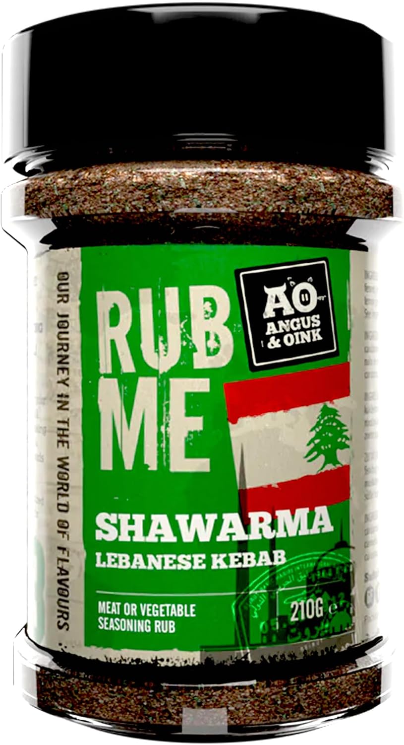 Angus & Oink | Shawarma Lebanese Kebab Rub | Authentic Middle Eastern Flavours | Perfect for Lamb & Vegetables | Great for Grilling, Smoking & Oven Cooking | Gluten-Free | 210g