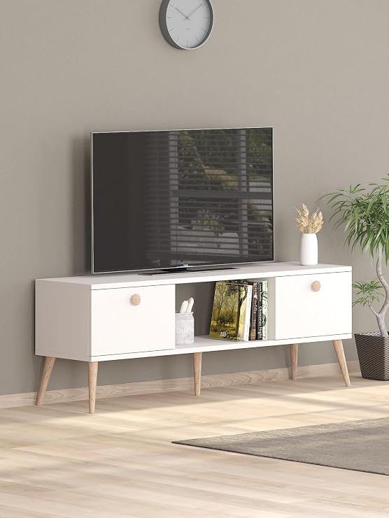 140 Cm Ela White TV Unit