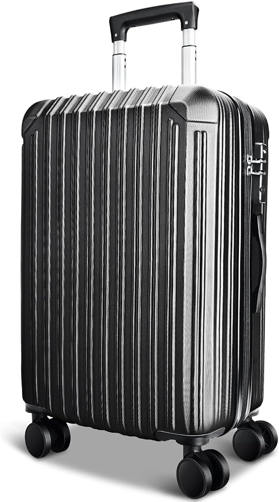 Tanaka Suitcase, Carry-On Aircraft, Shockproof, Carry Case, Large, Lightweight, Silent, Double Caster, Shockproof, S/M/L, 360° Rotation, TSA Loak, Zipper, For Travel, Business, Business Trips, Black