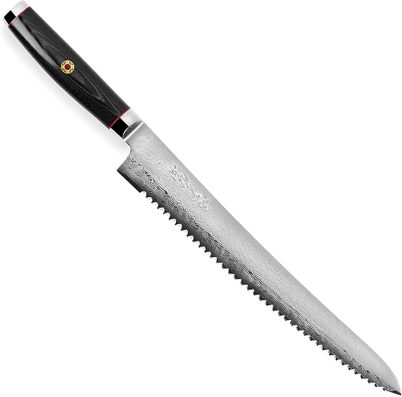 Enso SG2 Ultimate Slicing Knife - Made in Japan - 101 Layer Stainless Damascus, 10.75" - Large Scalloped Knife for Bread, Vegetables & Meats