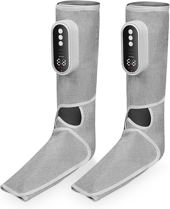 Portable Leg and Foot Massager with Heat & Air Compression, 3-Intensity Adjustable Calf Massager Recovery Boots for Pain Relief and Circulation, Ideal Gifts for Men and Women