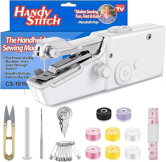 Lichamp Handheld Sewing Machine Mini Portable Electric Sewing Machines with Accessories for Beginners, Suitable for Quick Stitching,Home,Travel and DIY White