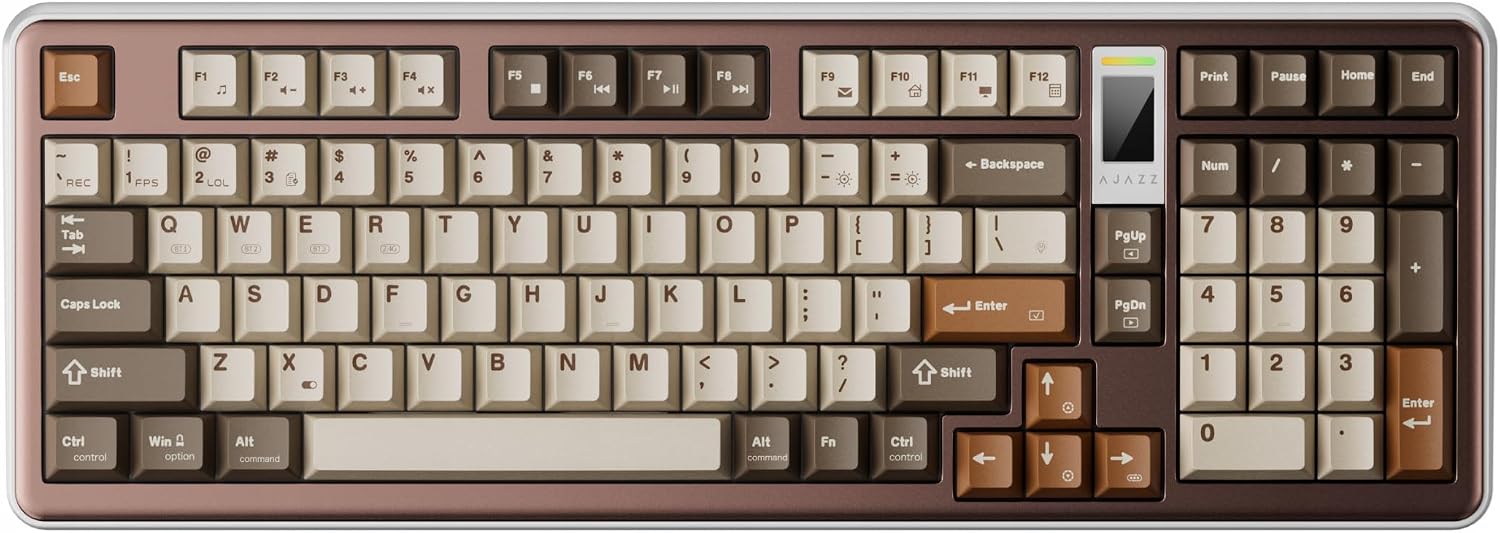 Coverzone Ajazz Ac100 Max Aluminum Gasket Mechanical Keyboard, Hot-Swap RGB- 4000 Mah Battery with TFT screen - PBT Keypad Kaihua Butter Ice Cream Switch