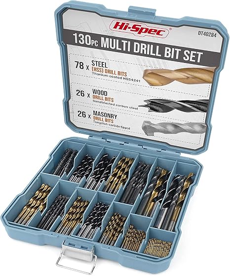 Hi-Spec Drill Bit Set Multi SAE - 11 Sizes 1/16in to 3/8in - HSS Titanium