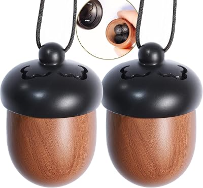 Jingzan 2 Pack Essential Oil Car Diffuser, Wooden Acorn Decor Cute Car Air Freshener, Hanging Car Decoration Aromatherapy Wood Diffuser 2