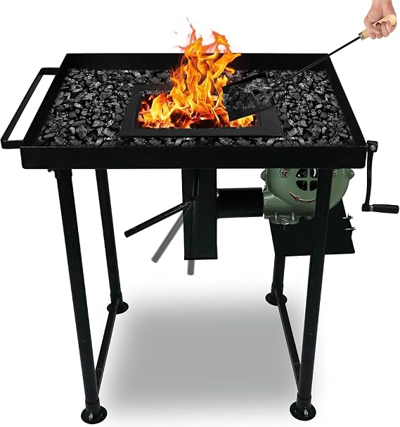 SIMOND STORE, Coal Forge Stand: fire Pot & Hand Blower Blacksmith Forge kit