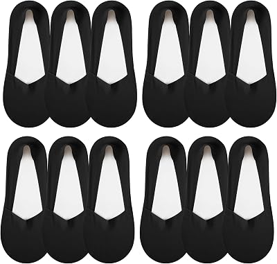 YSense Womens Thin No Show Socks for Flats Heels 6 Pairs, Low Cut Liner Silicone Non Slip Invisible Socks for Women