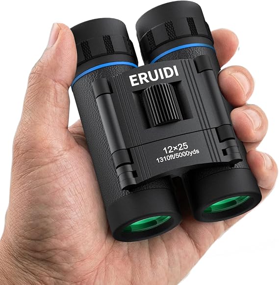 12X25 Compact Binoculars for Adults Kids - 1310ft/5000yds Wide View Small Pocket Binoculars with Low Light Vision High Powered Easy Focus Mini Binocular for Cruise Ship Travel