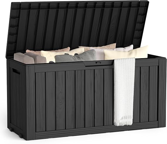 Outdoor Deck Storage Box, 75 Gallon Deck Box,Lockable Patio Storage Bench